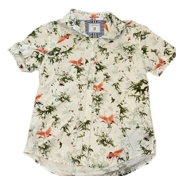 Denim & Flower Ricky Singh Mens Floral Short Sleeve Button-Down Shirt Size M - Picture 1 of 8